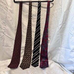 ASSORTED BRANDS Men's Classic Lot of 4 Premium Polyester & Silk Ties